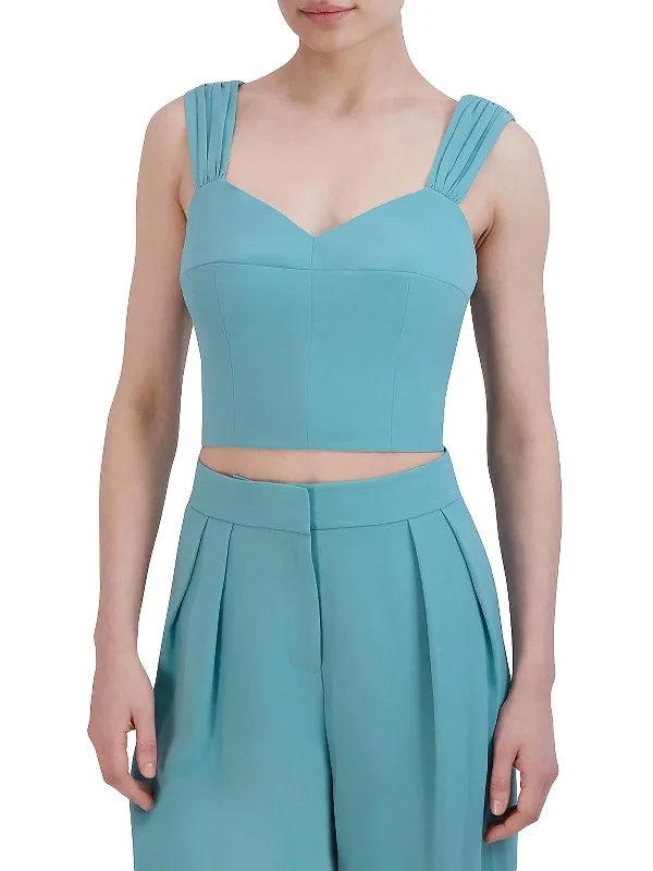 Womens Solid Sweetheart Neckline Cropped