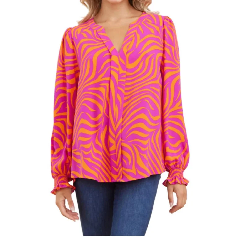 Zebra Top In Hot Pink