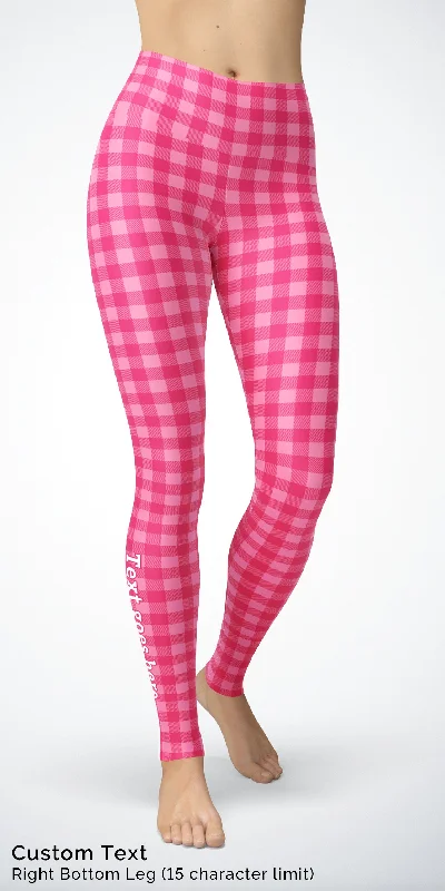 Sweet Pink Plaid - Classic Legging (Custom Text)